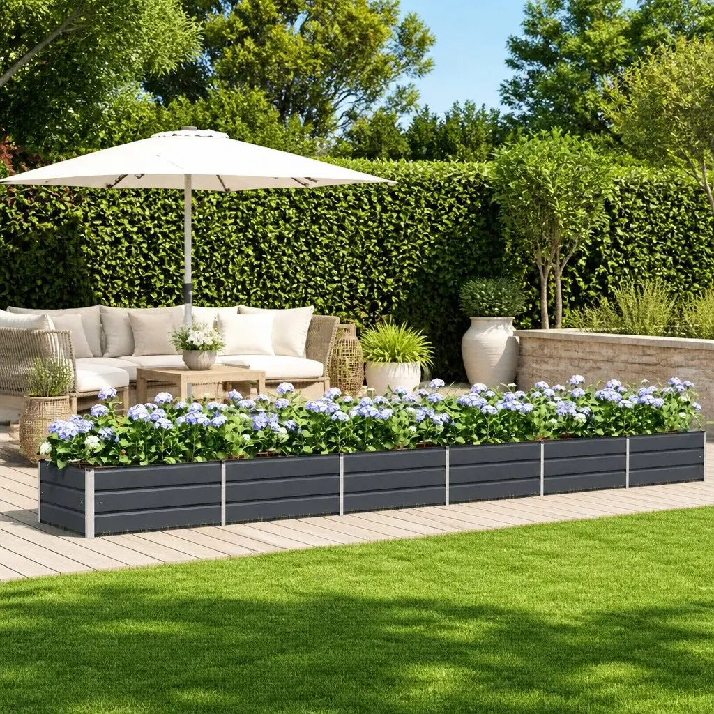 Anthracite Steel and Plastic Planter, 600x80x45cm