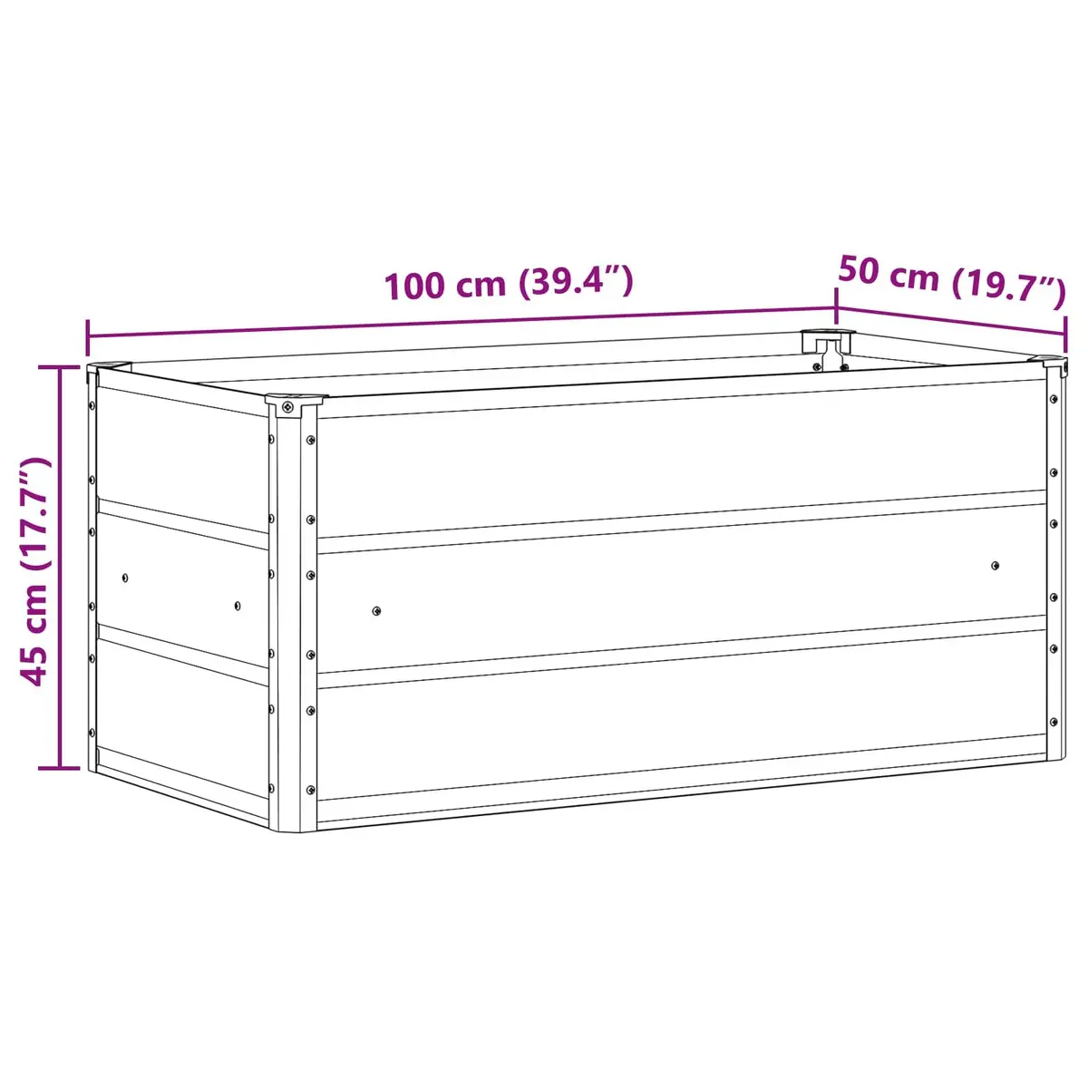 Anthracite Steel Planter 100 x 50 x 45 cm