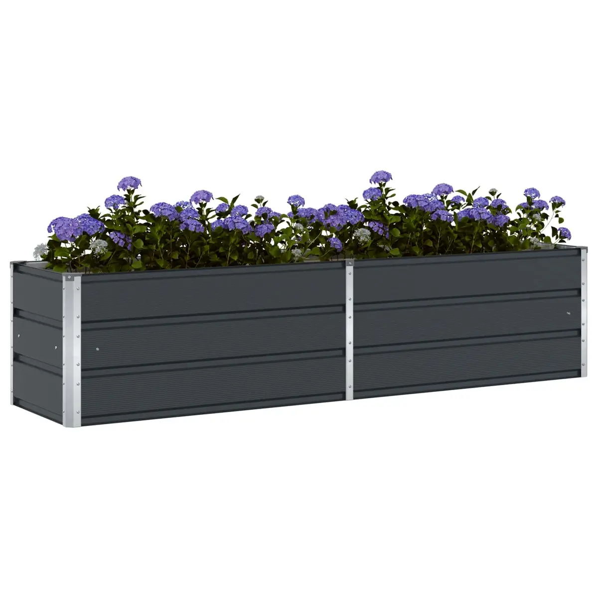 Steel Planter Outdoor Garden 195 x 50 x 45 cm Galvanised Anthracite