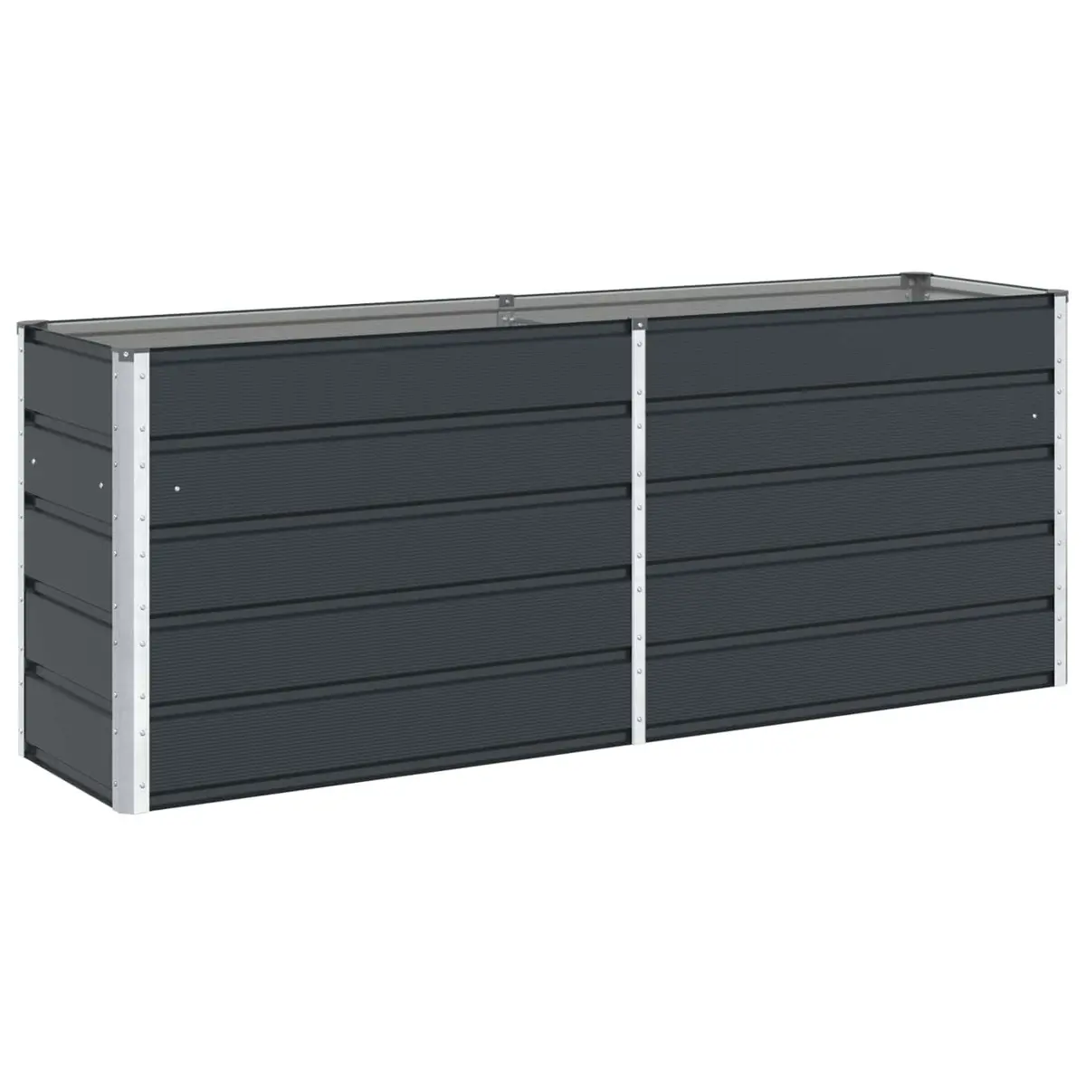 Steel Planter Outdoor Garden 195 x 50 x 75 cm Galvanised Anthracite