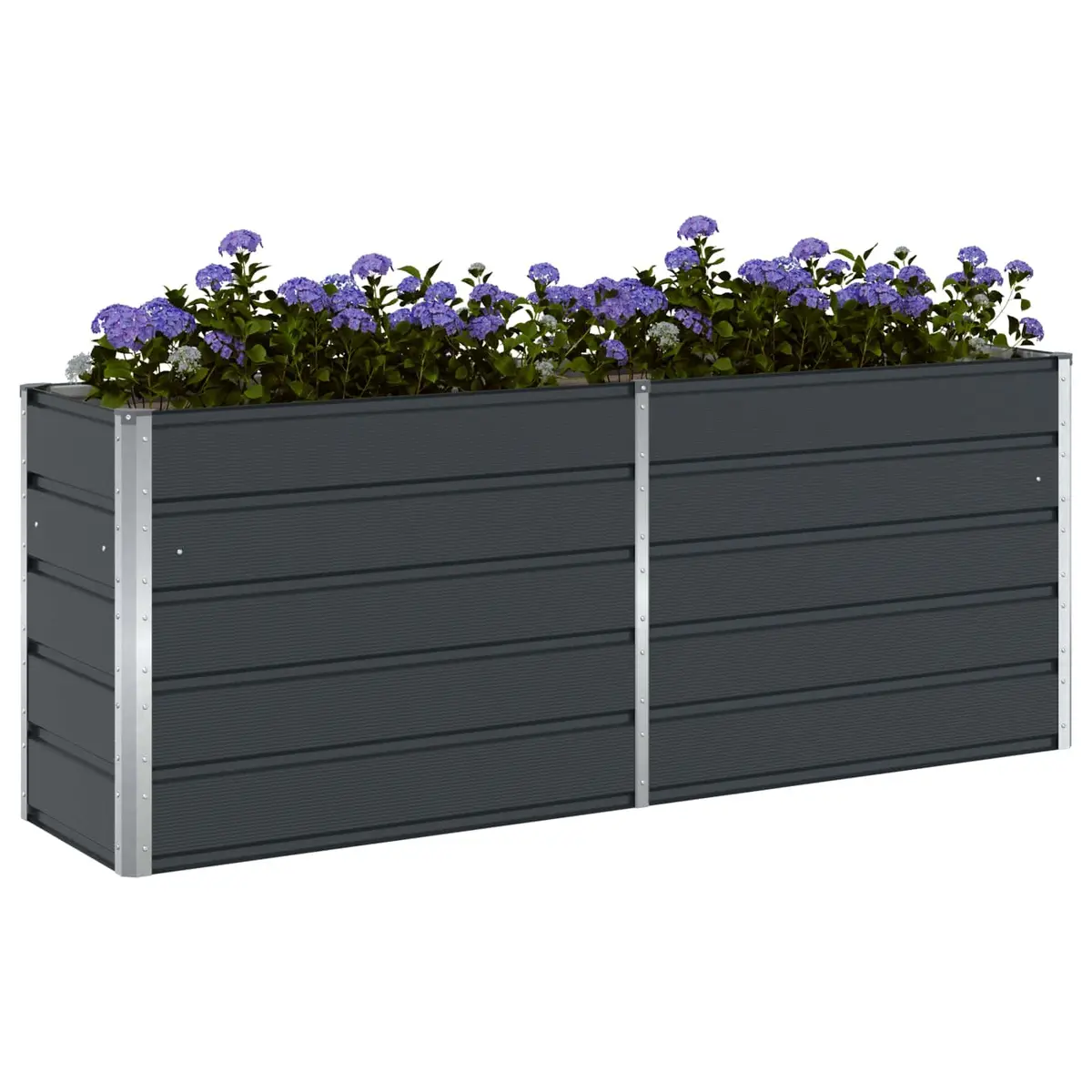 Steel Planter Outdoor Garden 195 x 50 x 75 cm Galvanised Anthracite