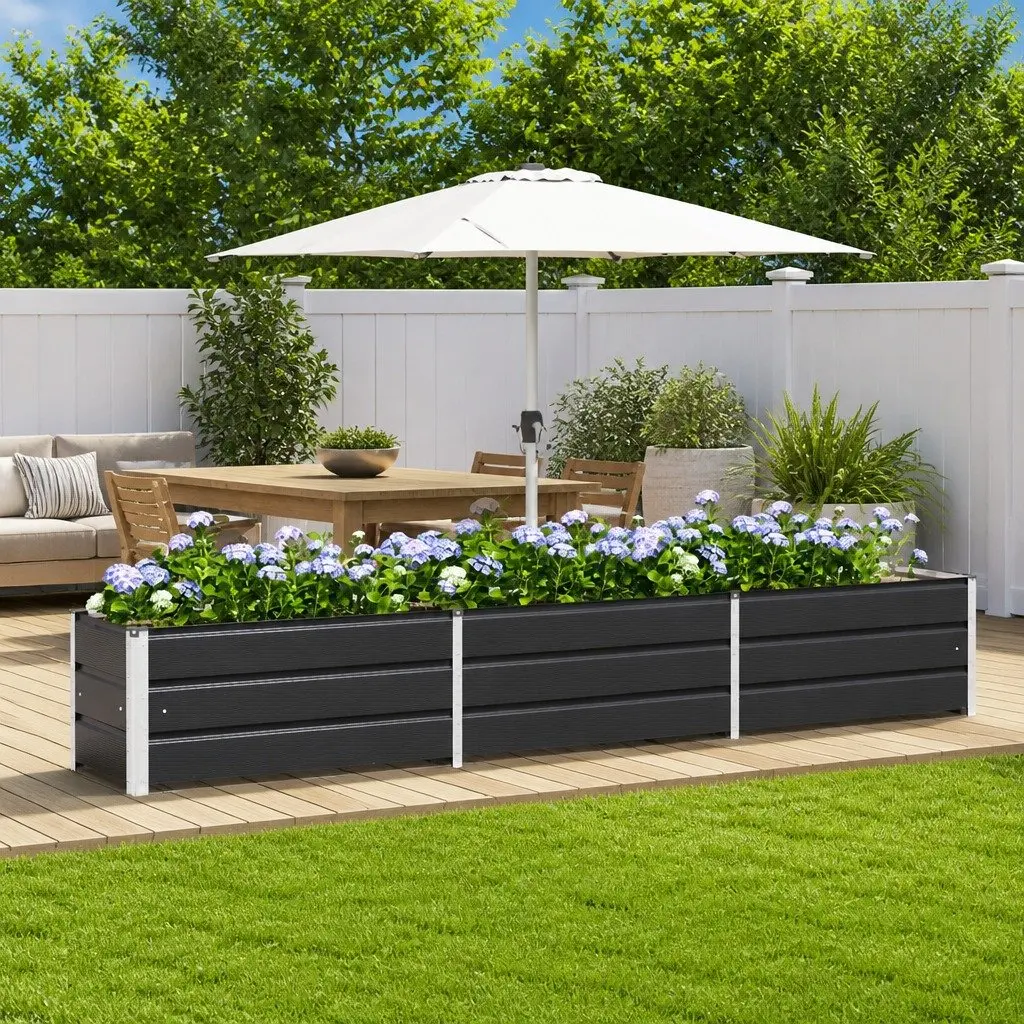 Steel Planter for Garden Outdoor 290 x 50 x 45 cm Galvanised Anthracite