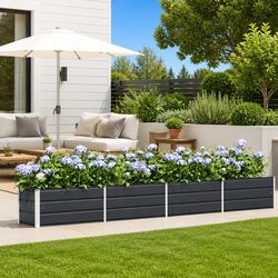 Galvanised Steel Garden Planter Anthracite 385 x 50 x 45 cm