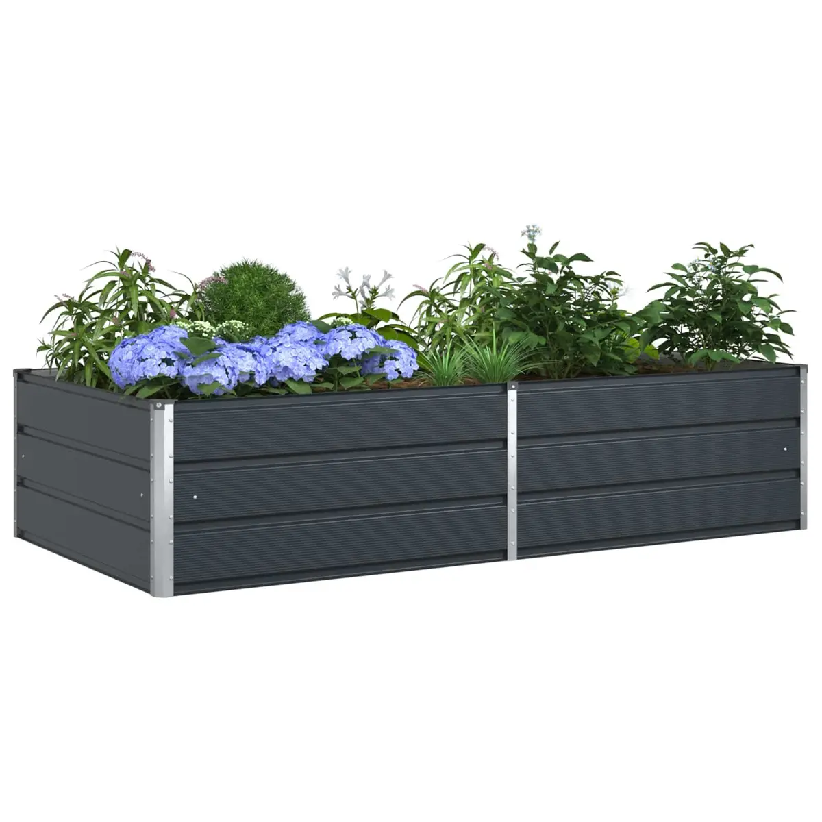 Steel Planter Outdoor Garden Anthracite 195 x 100 x 45 cm Galvanised