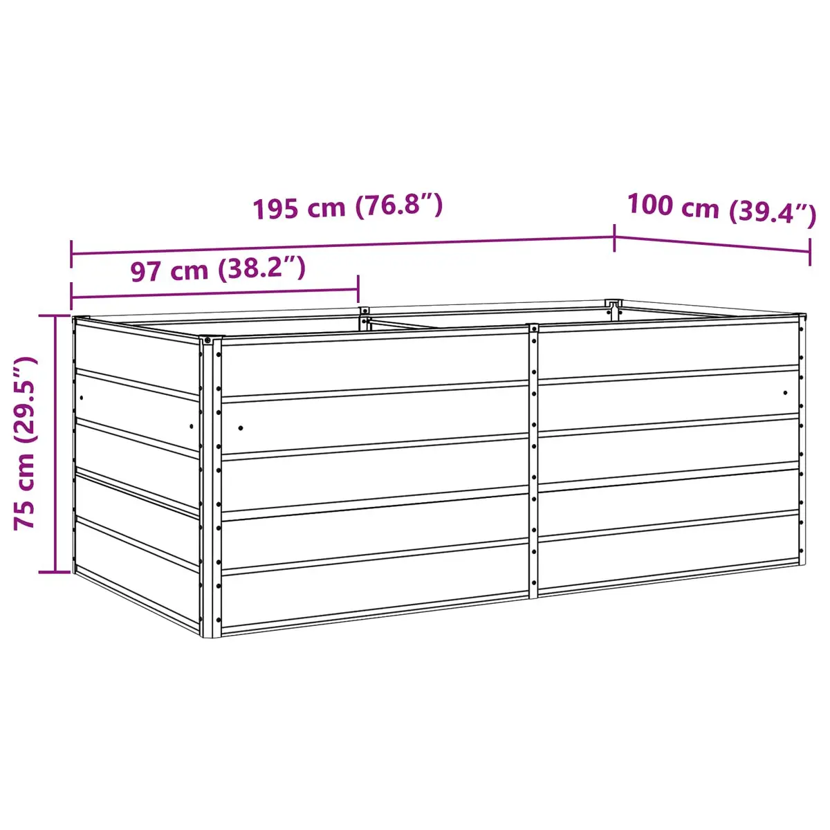 Large Anthracite Steel Planter