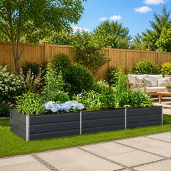 Anthracite Galvanised Steel Planter - 290 x 100 x 45 cm