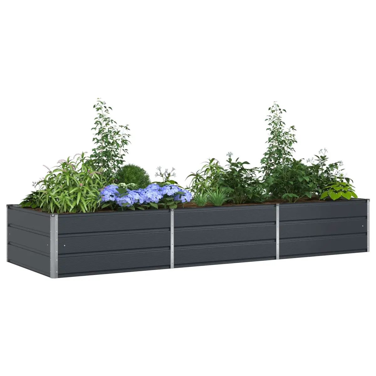 Large Steel Planter for Outdoor Garden 290 x 100 x 45 cm Anthracite