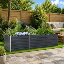 Steel Planter Anthracite 290 x 100 x 75 cm Galvanised Garden Outdoor Patio Pot