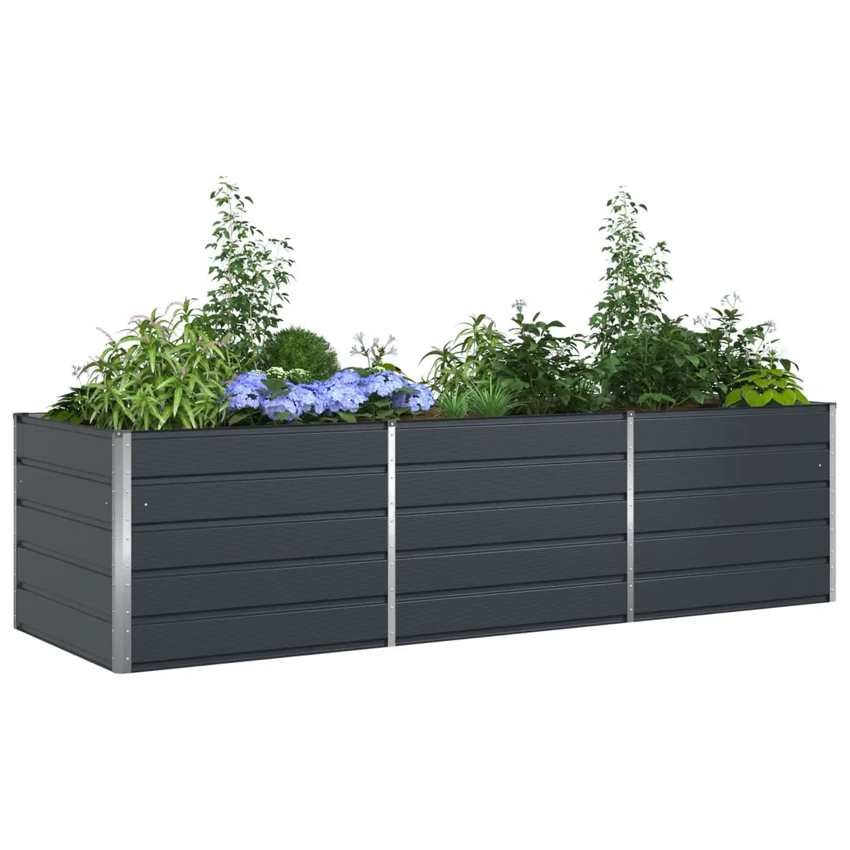 Steel Planter Outdoor Garden Patio Anthracite 290 x 100 x 75 cm Galvanised