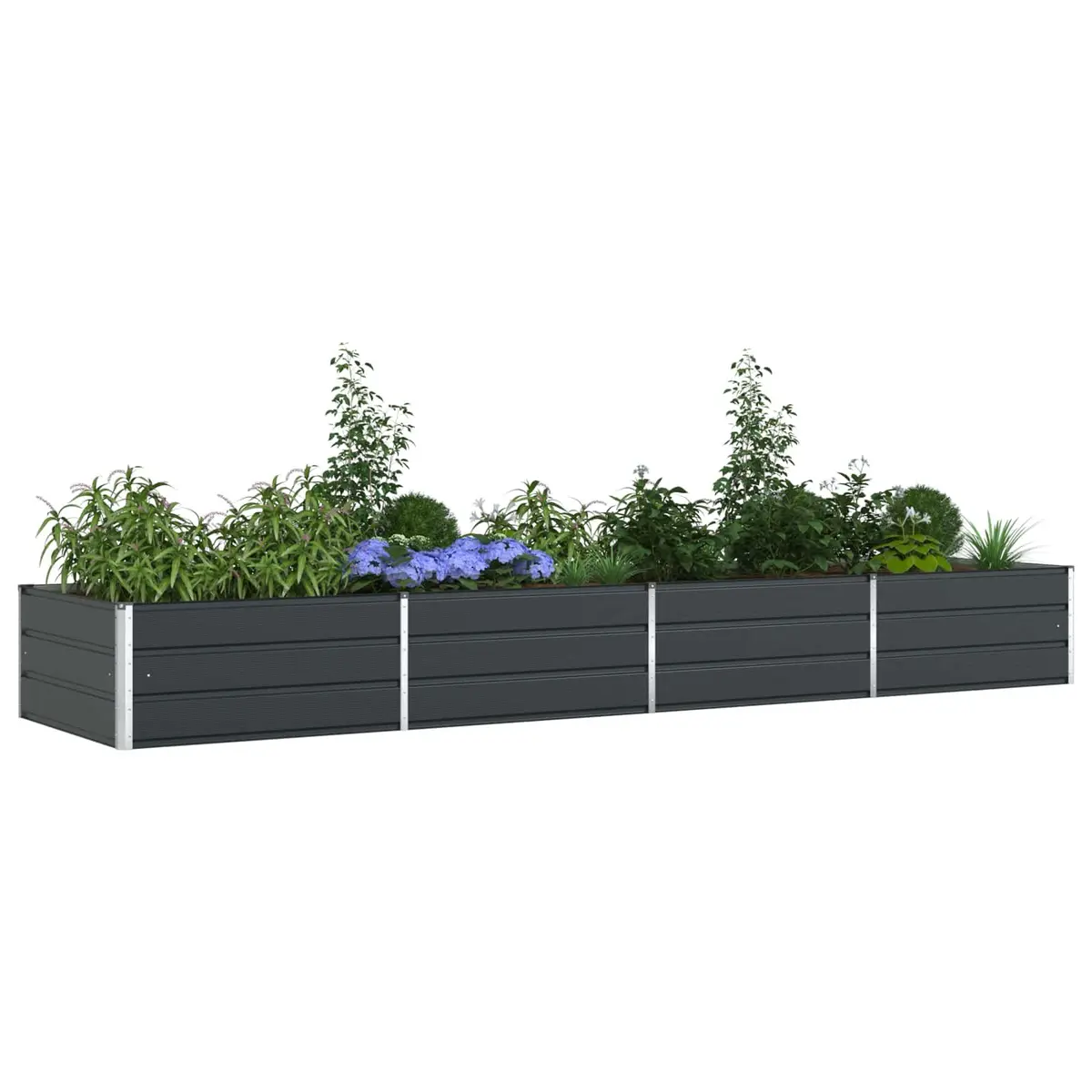 Galvanised Steel Planter Outdoor Garden Patio 385 x 100 x 45 cm Anthracite Large