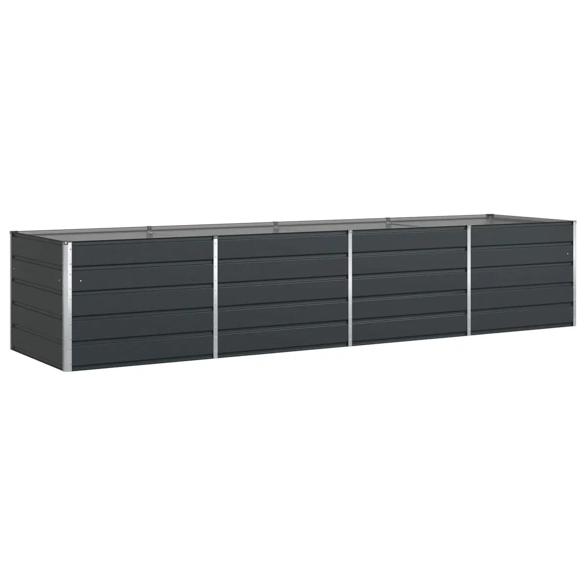 Garden Planter Anthracite 385 x 100 x 75 cm Outdoor Steel Raised Flower Bed