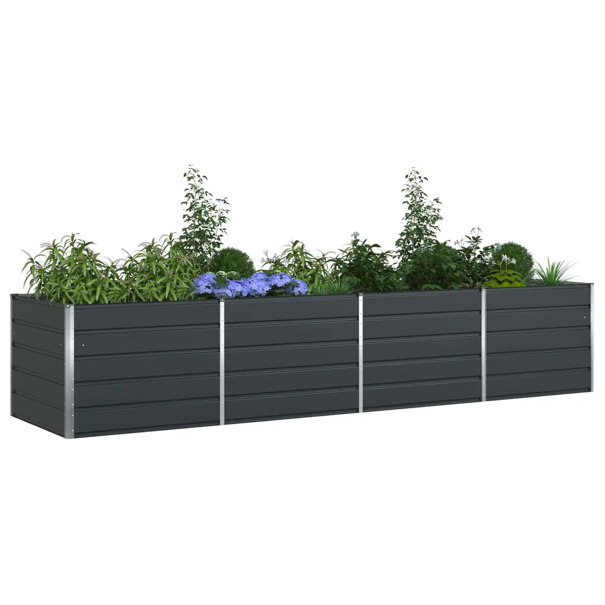 Garden Planter Anthracite 385 x 100 x 75 cm Outdoor Steel Raised Flower Bed