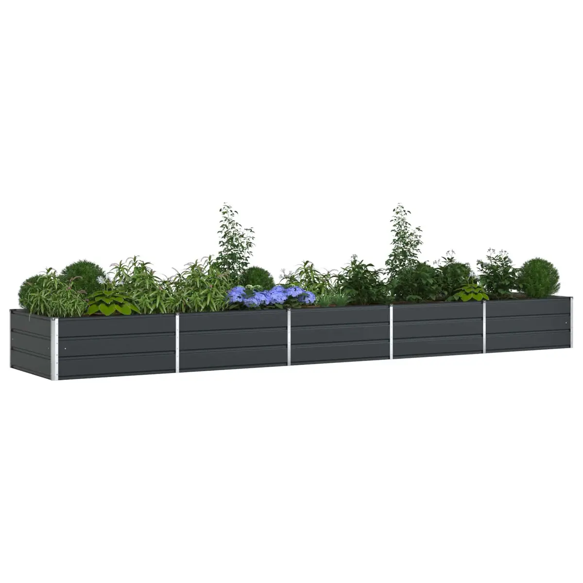 Steel Planter Anthracite 480 x 100 x 45 cm Galvanised Outdoor Garden Pot Box