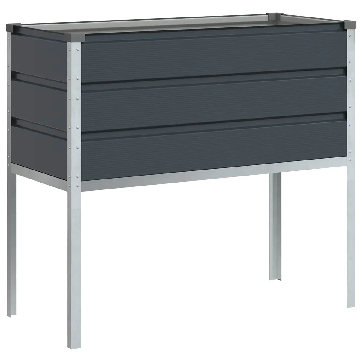 High Foot Planter Outdoor 100 x 45 x 90 cm Galvanised Steel Anthracite