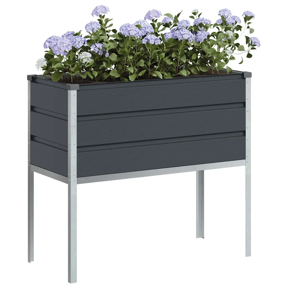 High Foot Planter Outdoor 100 x 45 x 90 cm Galvanised Steel Anthracite