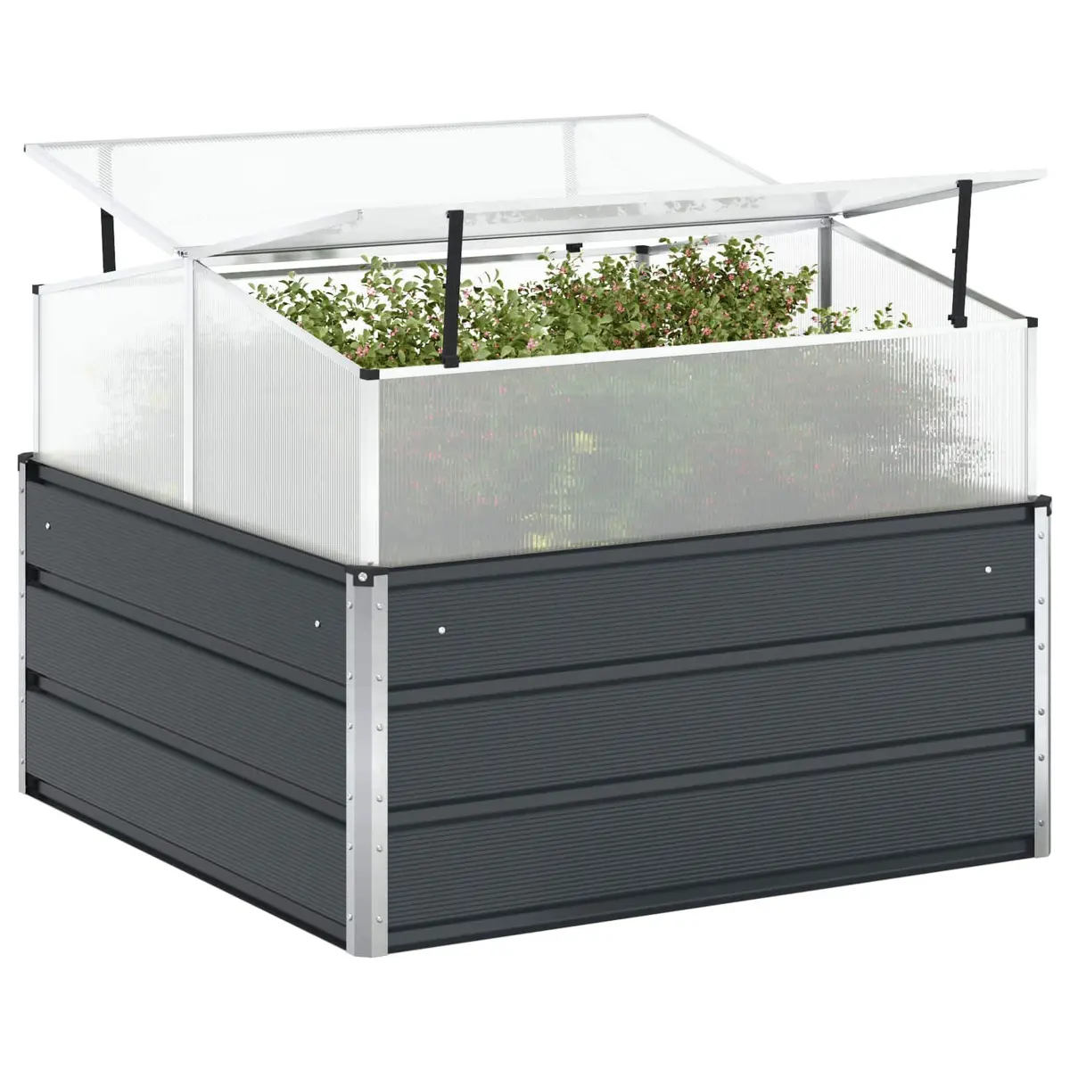 Planter Outdoor 100x100x77cm Galvanised Steel Large Raised Bed