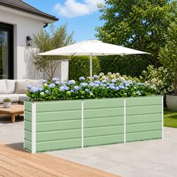 Green Steel Planter: 240 x 40 x 75 cm, Indoor/Outdoor Use