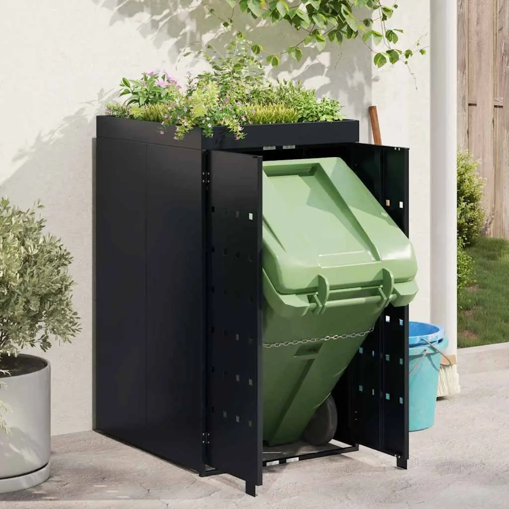 Wheelie Bin Storage Unit for Outdoor Garden Single 240L with Planter Roof