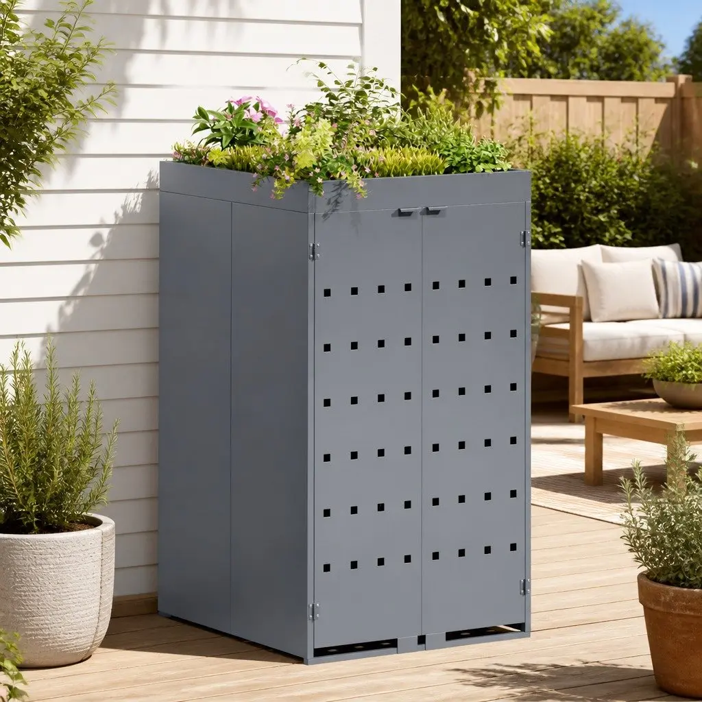 240L Wheelie Bin Storage with Planter Roof