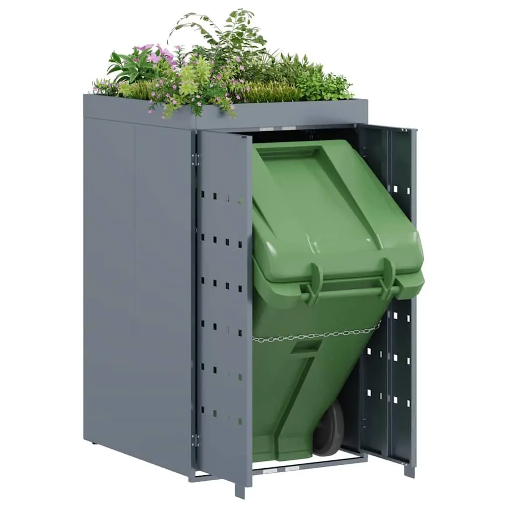 Wheelie Bin Storage Enclosure with Planter Roof for Outdoor Use Single 240L Size