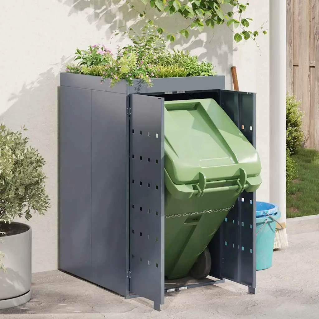 Wheelie Bin Storage Enclosure with Planter Roof for Outdoor Use Single 240L Size