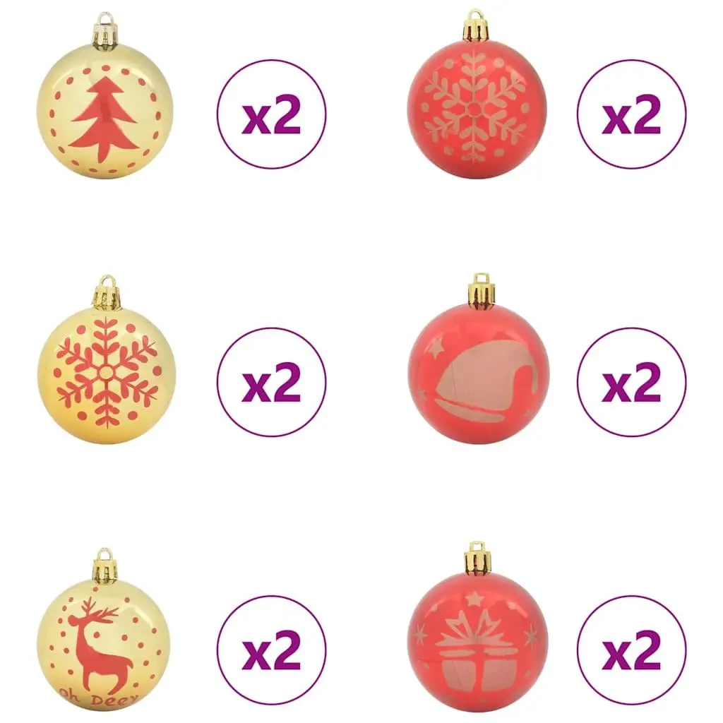 Christmas Bauble Set for Holiday Tree Decoration 6 cm Red Gold Plastic 40 Piece