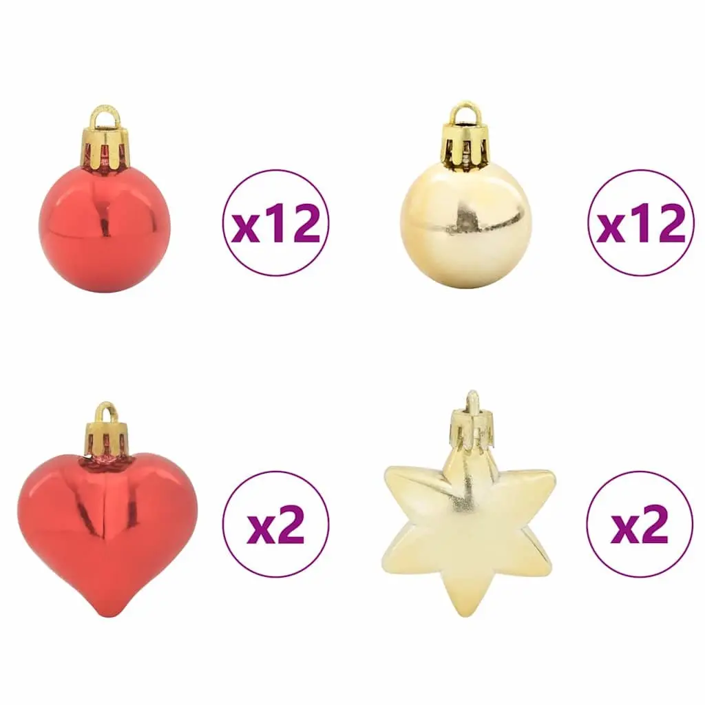 Christmas Bauble Set for Holiday Tree Decoration 6 cm Red Gold Plastic 40 Piece