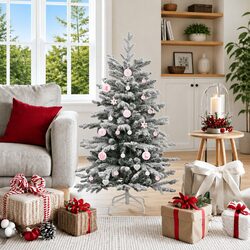 Christmas Bauble Ornaments 40 Piece Set White Pink Modern Holiday Tree