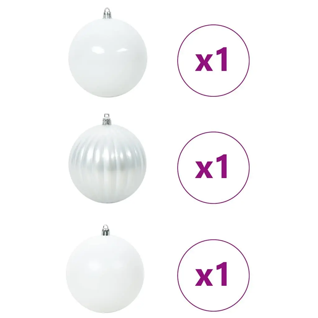 Christmas Bauble Set Home Decoration XXL 25 cm White 3 Pieces Plastic Ornaments