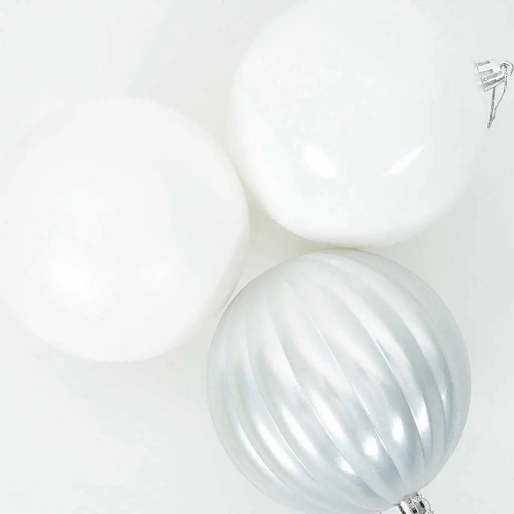Christmas Bauble Set Home Decoration XXL 25 cm White 3 Pieces Plastic Ornaments