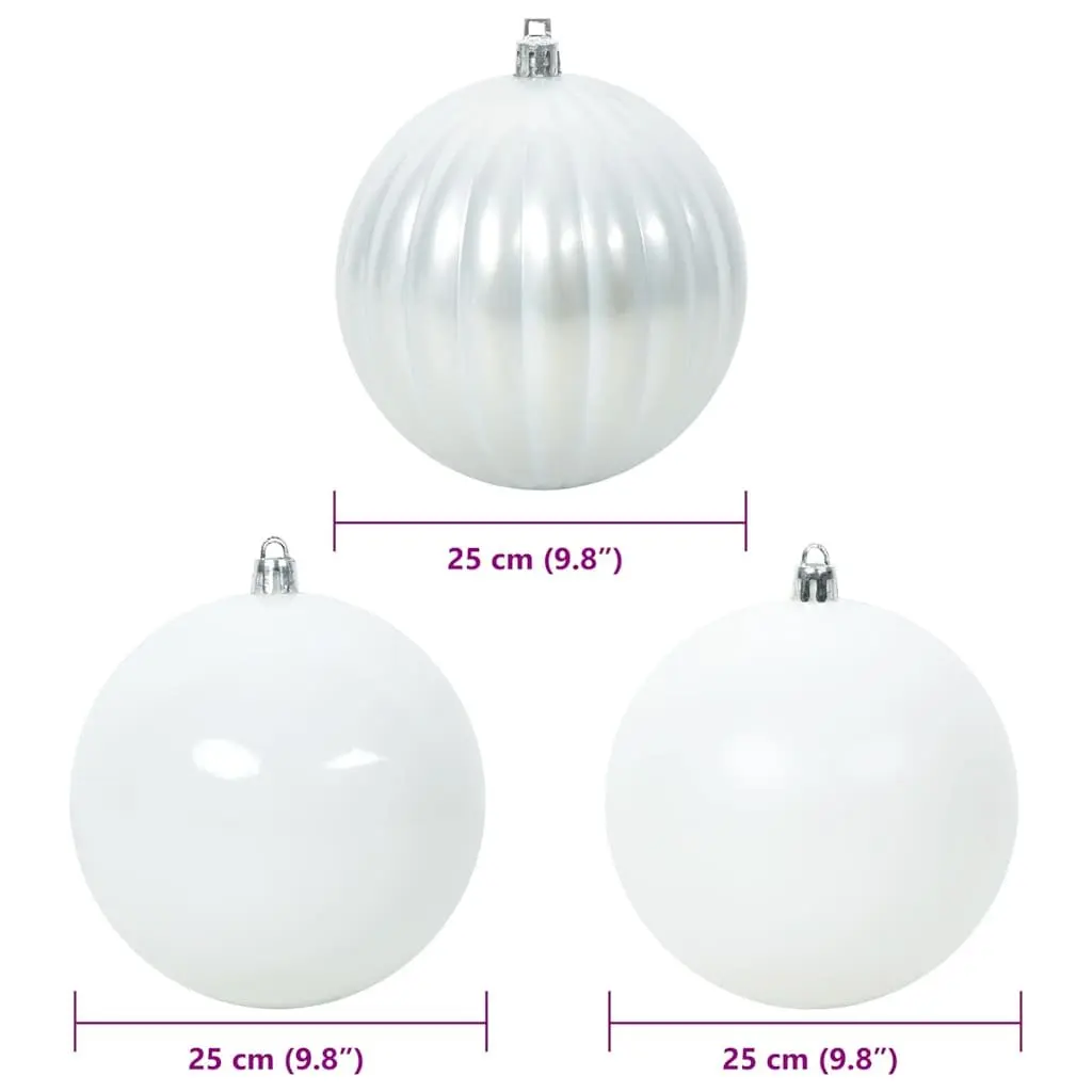 Christmas Bauble Set Home Decoration XXL 25 cm White 3 Pieces Plastic Ornaments