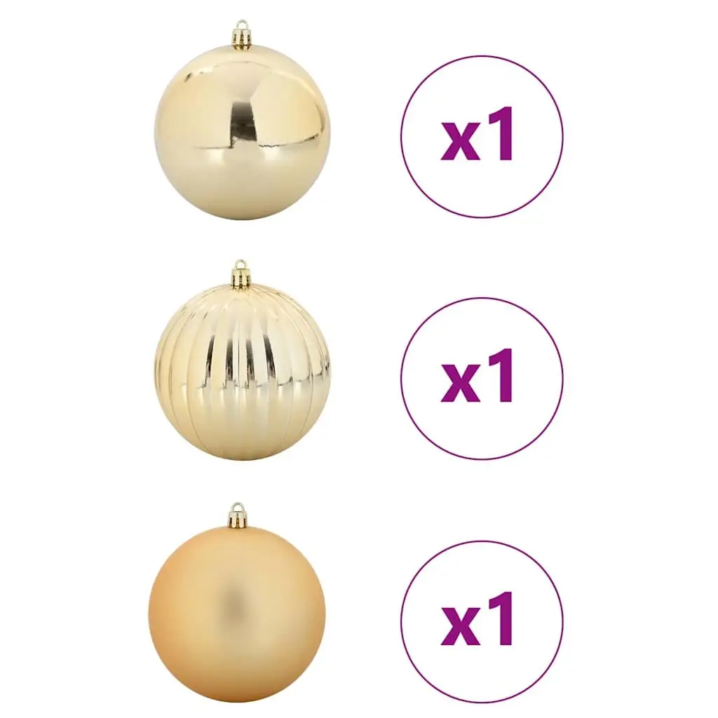 Christmas Bauble Set 3 Pieces Gold 25cm Plastic Ornaments with LEDs