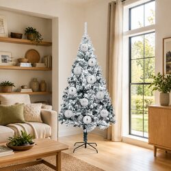 Christmas Baubles Set - 3 Large Silver Ornaments, 25cm