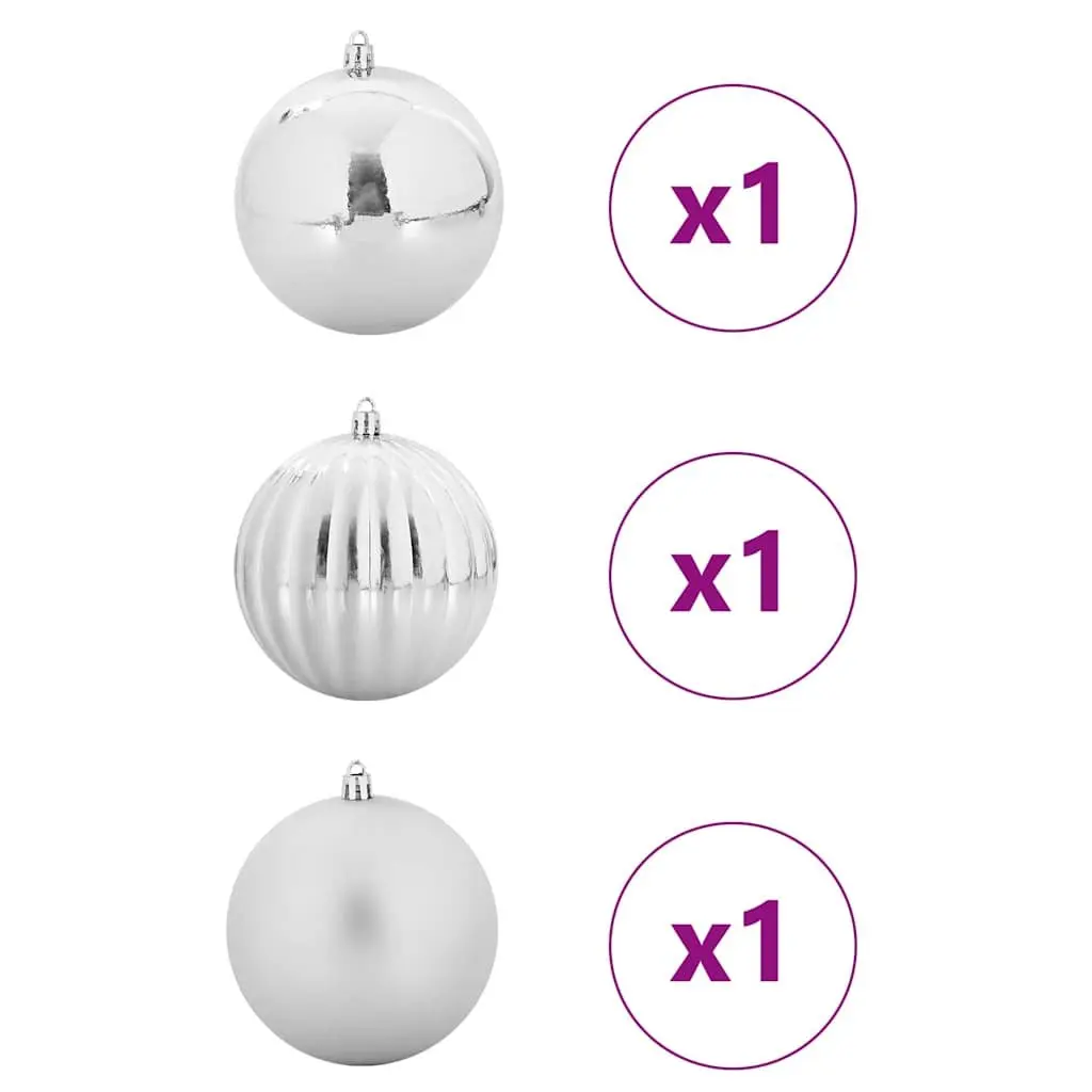 Christmas Bauble Set 3 Piece Silver 25cm Plastic Ornaments Modern Holiday Decor