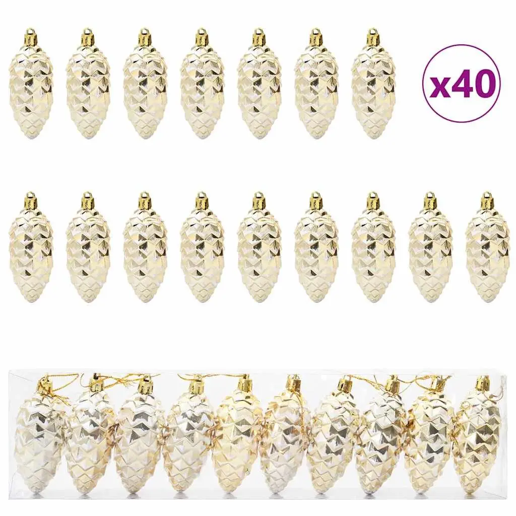 Gold Christmas Pine Cone Ball Ornaments