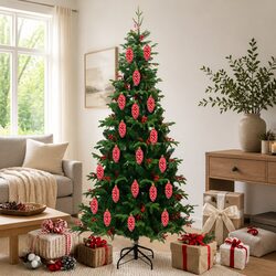 Specifications of 40 Red Plastic Pine Cone Ornaments