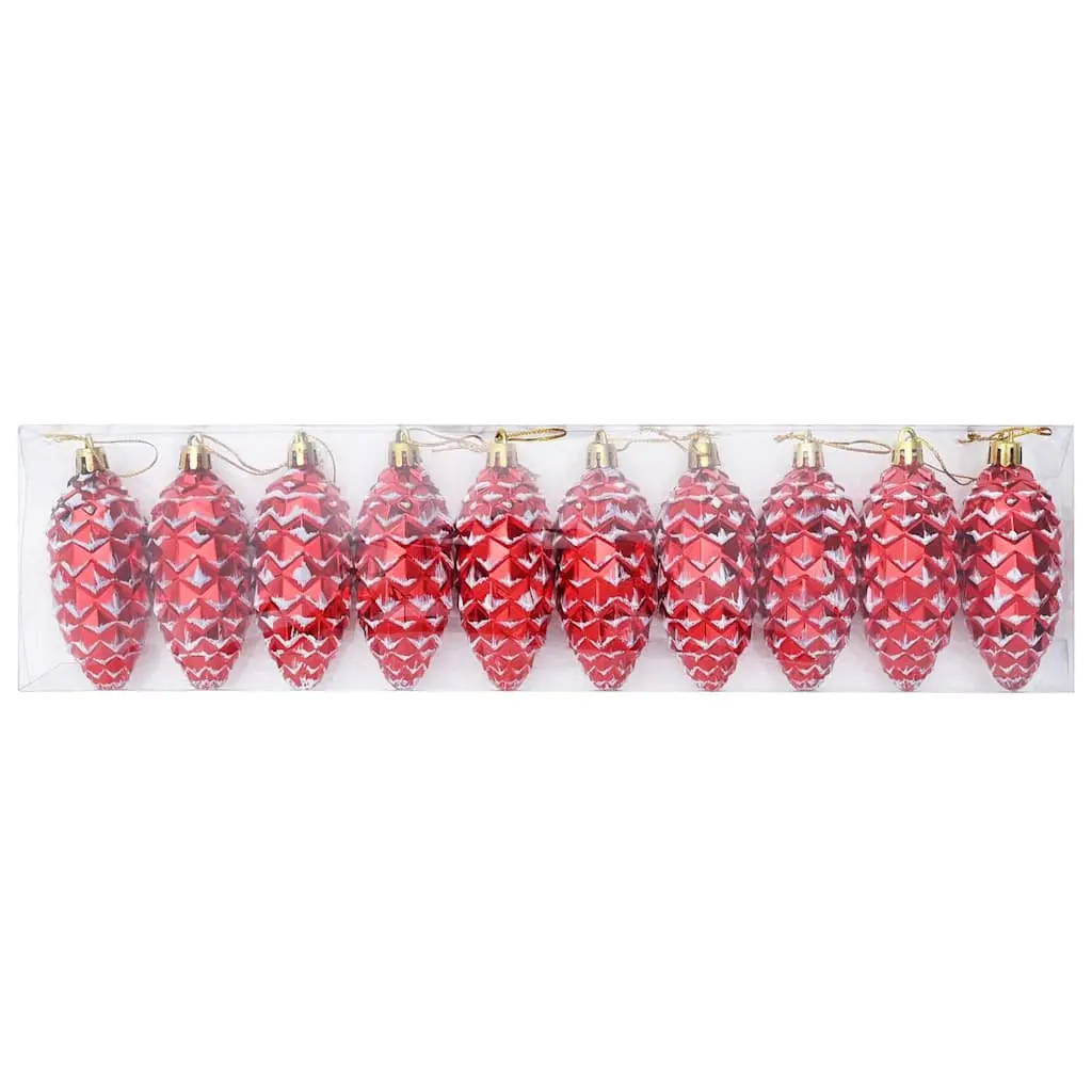 40 Red Plastic Pine Cone Ornaments