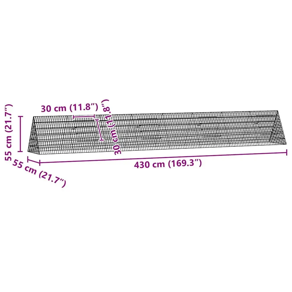 Rabbit Cage Outdoor 430x55x55cm Galvanised Steel Small Animal Habitat