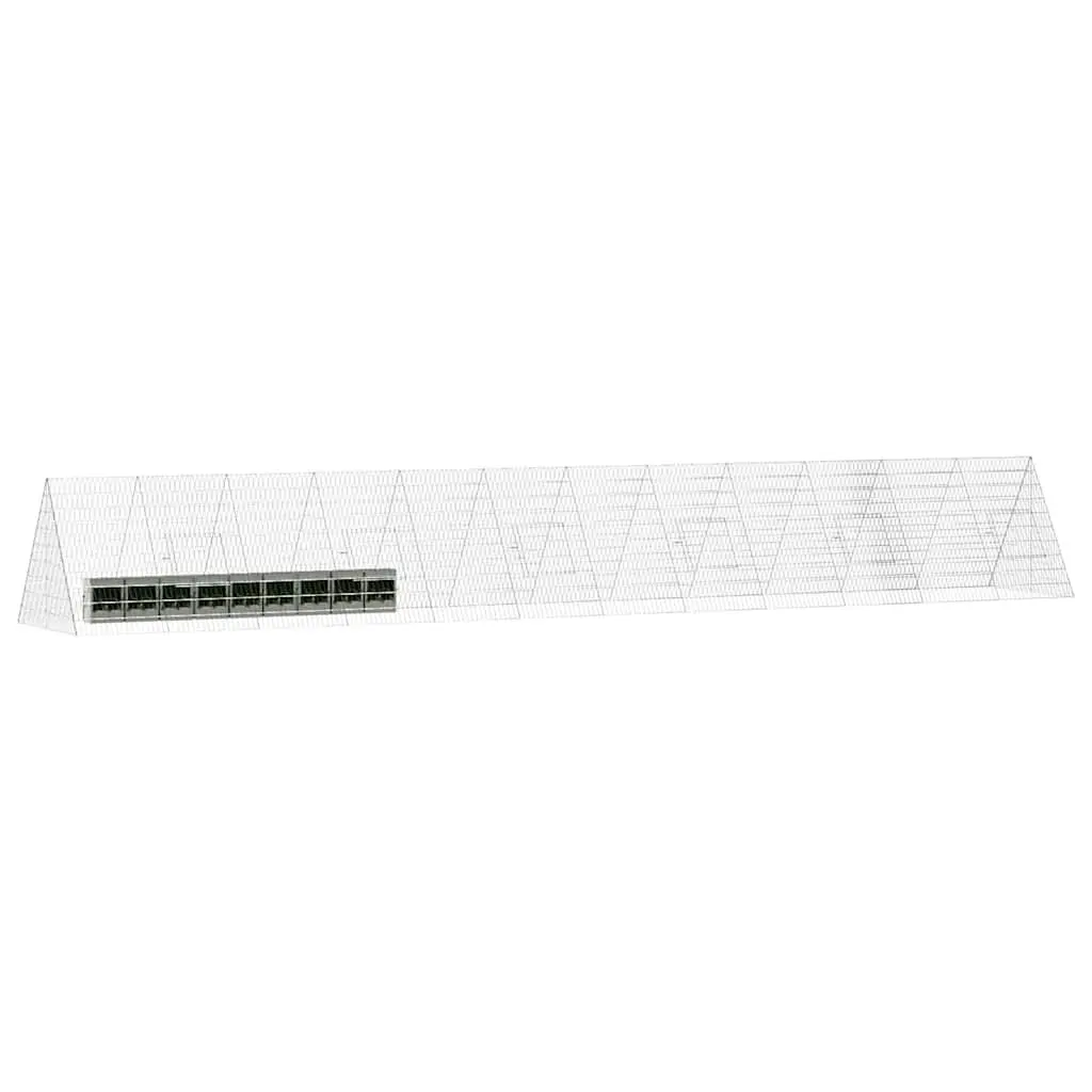 Rabbit Cage 650x100x85cm Silver Galvanised Steel Outdoor Hutch Enclosure