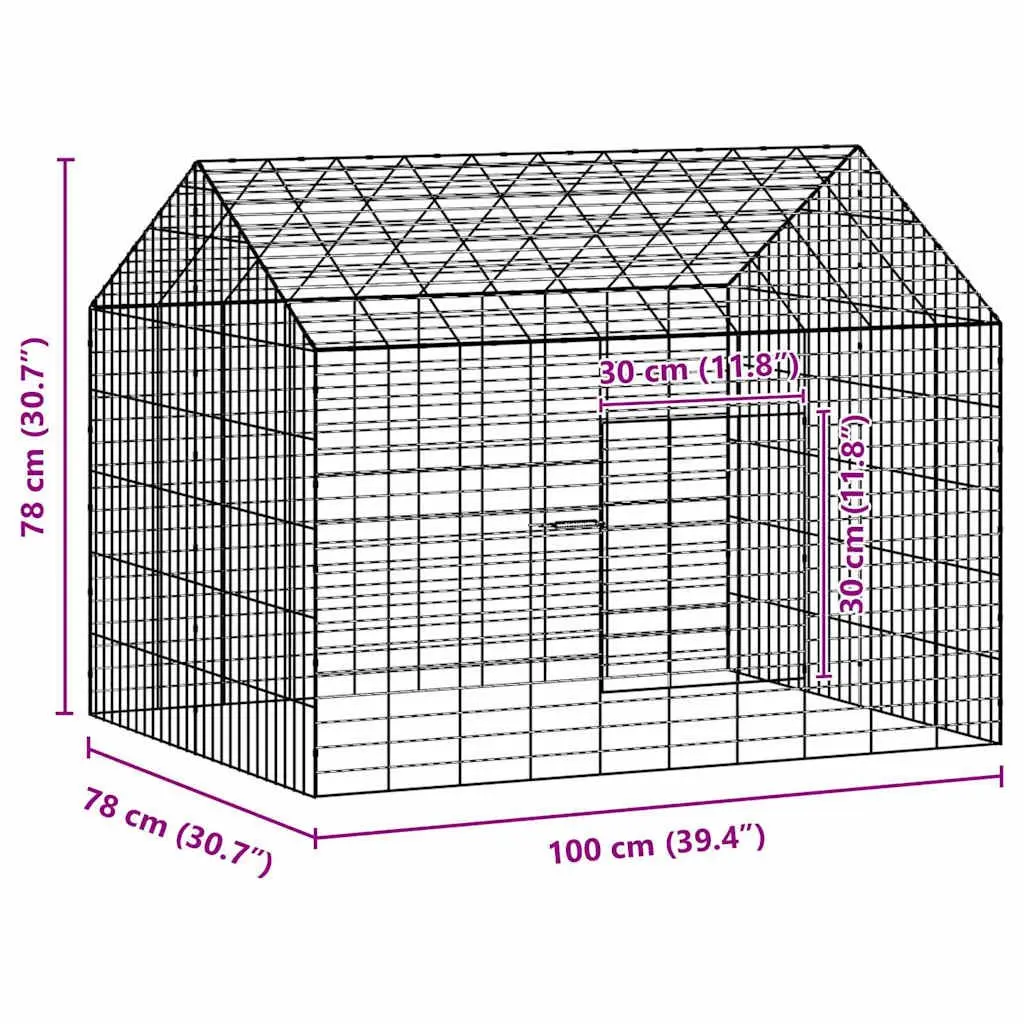 Rabbit Cage Outdoor Silver 100 x 78 x 78 cm Galvanised Steel