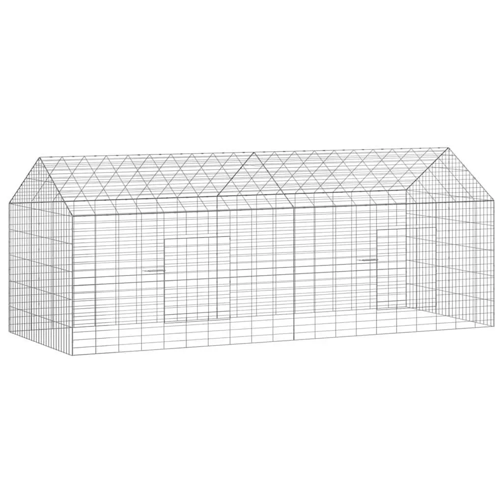 Rabbit Cage Outdoor 200x78x78cm Silver Galvanised Steel Pet Habitat