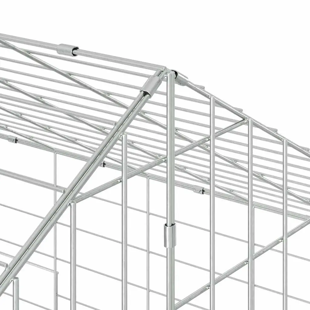 Rabbit Cage Outdoor 200x78x78cm Silver Galvanised Steel Pet Habitat