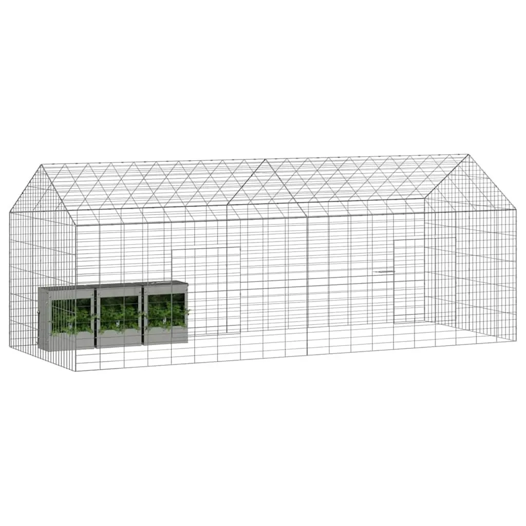 Rabbit Cage Outdoor 200x78x78cm Silver Galvanised Steel Pet Habitat