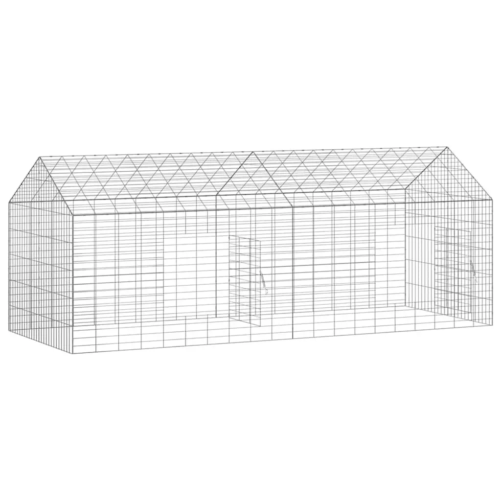 Rabbit Cage Outdoor 200x78x78cm Silver Galvanised Steel Pet Habitat