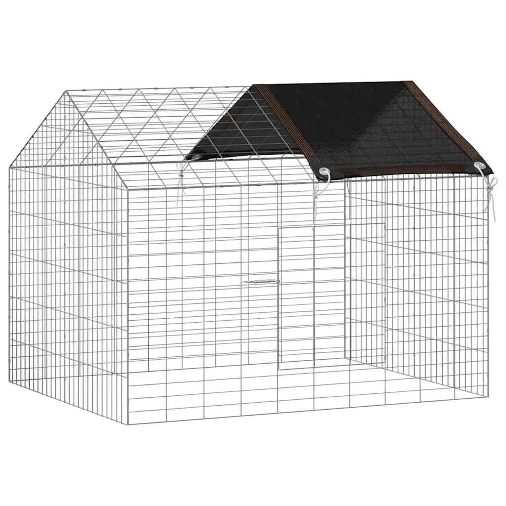 Rabbit Cage Outdoor Garden Silver Galvanised Steel 100 x 78 x 78 cm Bunny Home