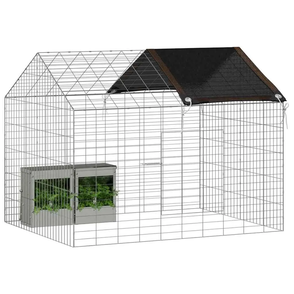 Rabbit Cage Outdoor Garden Silver Galvanised Steel 100 x 78 x 78 cm Bunny Home