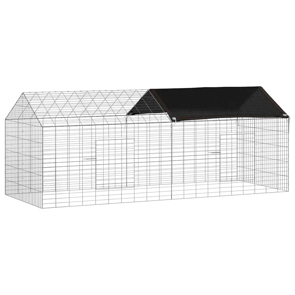 Rabbit Cage Outdoor Silver 200 x 78 x 78 cm Galvanised Steel
