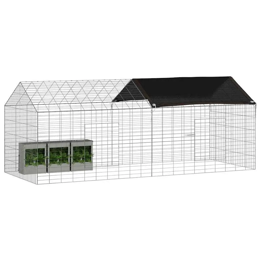 Rabbit Cage Outdoor Silver 200 x 78 x 78 cm Galvanised Steel