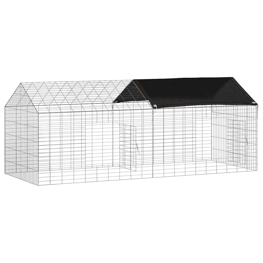Rabbit Cage Outdoor Silver 200 x 78 x 78 cm Galvanised Steel