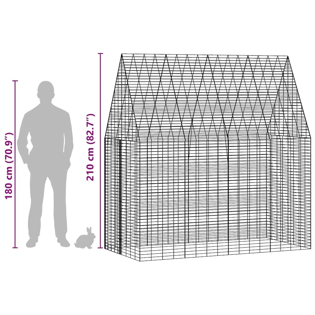 Rabbit Cage Outdoor 200x100x210cm Galvanised Steel Enclosure